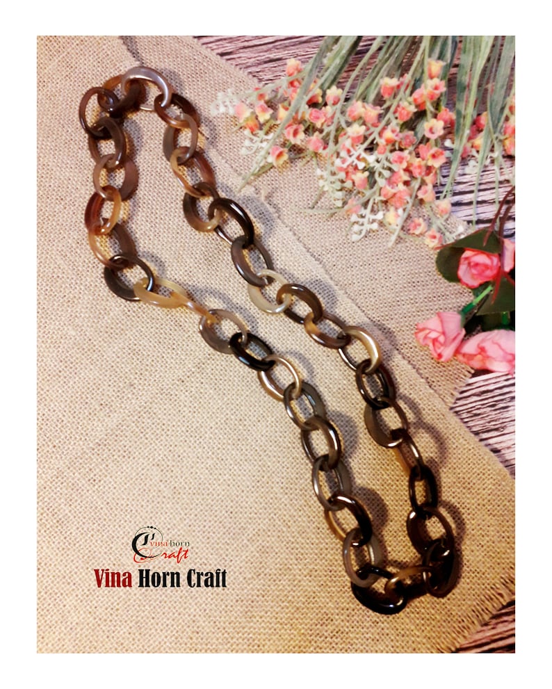 Natural Buffalo Horn Necklaces chain necklace handmade in Vietnam image 1