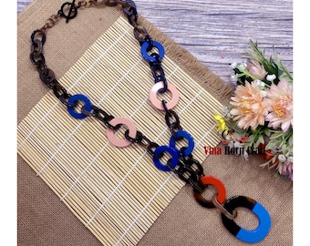 Natural buffalo horn necklace combined with lacquer - Trendy Necklace