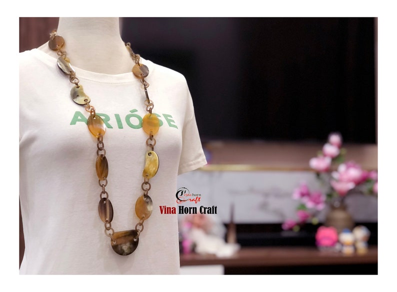 Natural Buffalo Horn Necklaces chain necklace handmade in Vietnam image 9