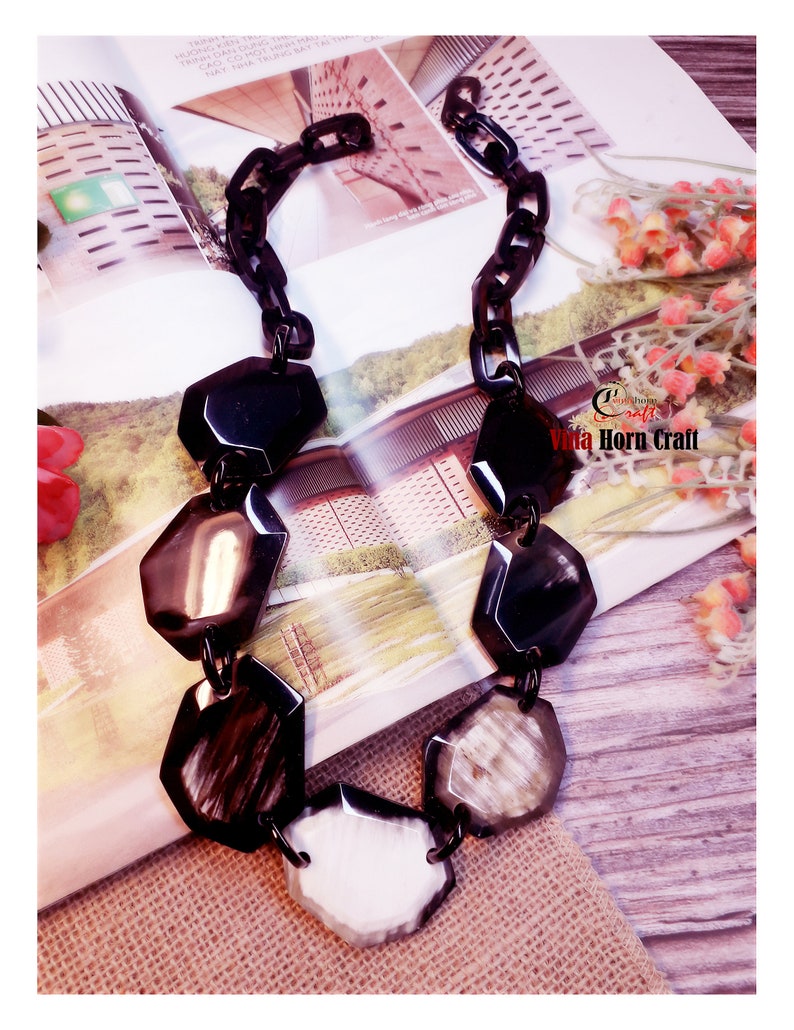 Natural Buffalo Horn Necklaces chain necklace handmade in Vietnam image 2