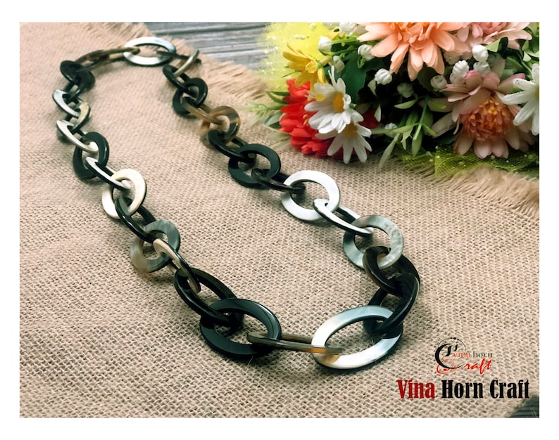 Natural Buffalo Horn Necklaces chain necklace handmade in Vietnam image 2