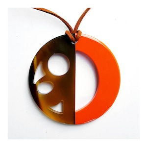 Buffalo Horn Pendants Necklace Lacquer Natural