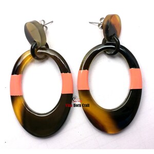 Horn earrings horn lacque earrings image 1