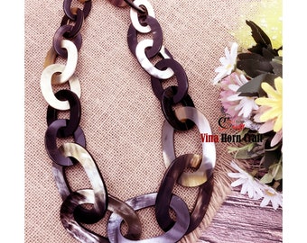 Horn Chain Necklace – Handmade Statement Jewelry from Vietnam – Lightweight Natural Buffalo Horn Link