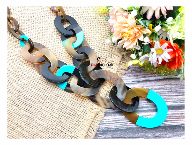 Horn jewelry chain necklace lacquer handmade in Vietnam buffalo horn jewelry image 5