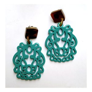 Horn earrings horn lacque earrings turquoise