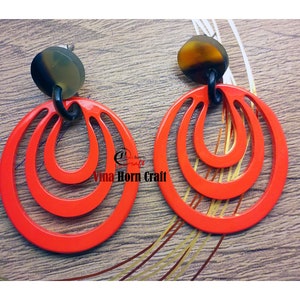 Horn earrings horn lacque earrings Orange