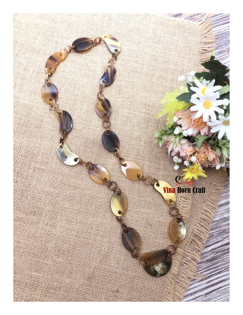 Natural Buffalo Horn Necklaces chain necklace handmade in Vietnam image 2