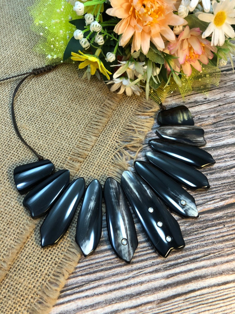 Natural Buffalo Horn Necklace chain necklace handmade in Vietnam-VNH006 image 1
