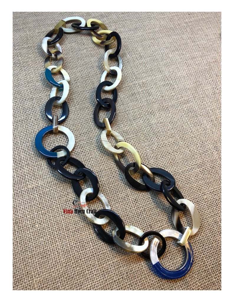 Horn jewelry chain necklace handmade in Vietnam image 5