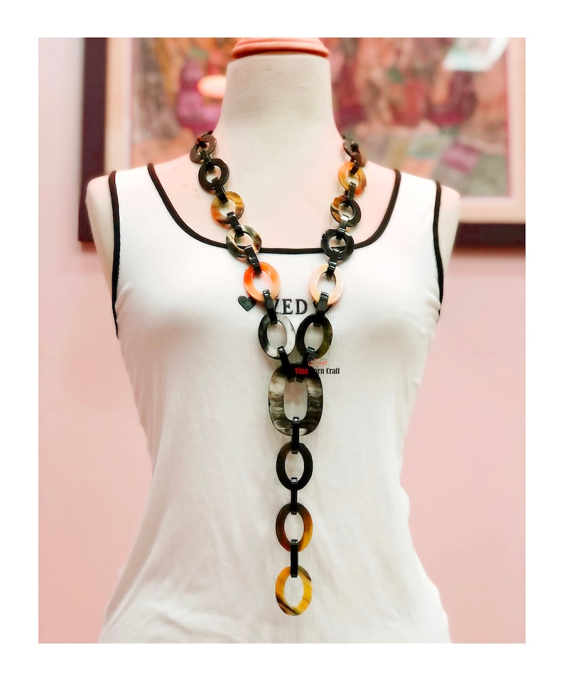 Natural Buffalo Horn Necklaces collar de cadena hecho a mano en Vietnam imagen 6