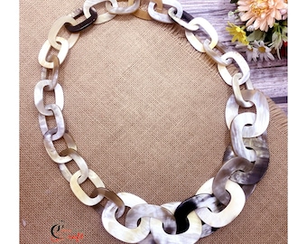 Handmade Buffalo Horn Chain Necklace  – Vietnam Jewelry, 36"