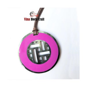 Buffalo Horn Pendants Necklace Lacquer Natural