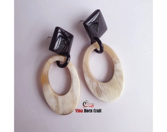 Natural buffalo horn earrings - horn earrings