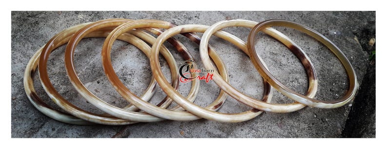 Natural Buffalo Horn Bracelet Set 7 Skinny Bangles horn jewelry Horn bracelets natural horn jewelry image 2