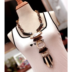 Natural Buffalo Horn Necklace chain necklace handmade in Vietnam image 1