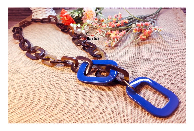 Horn jewelry chain necklace lacquer handmade in Vietnam buffalo horn jewelry image 8