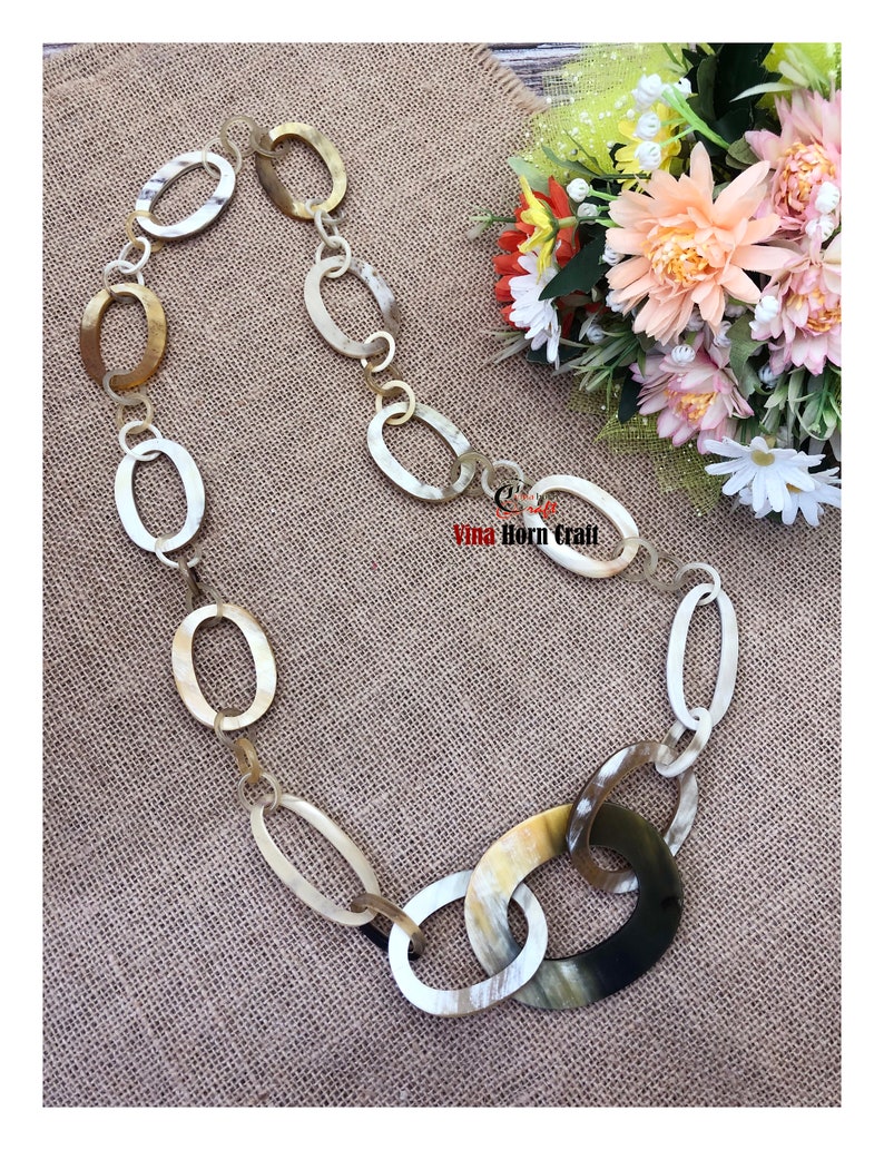 Natural Buffalo Horn Necklace chain necklace handmade in Vietnam image 1