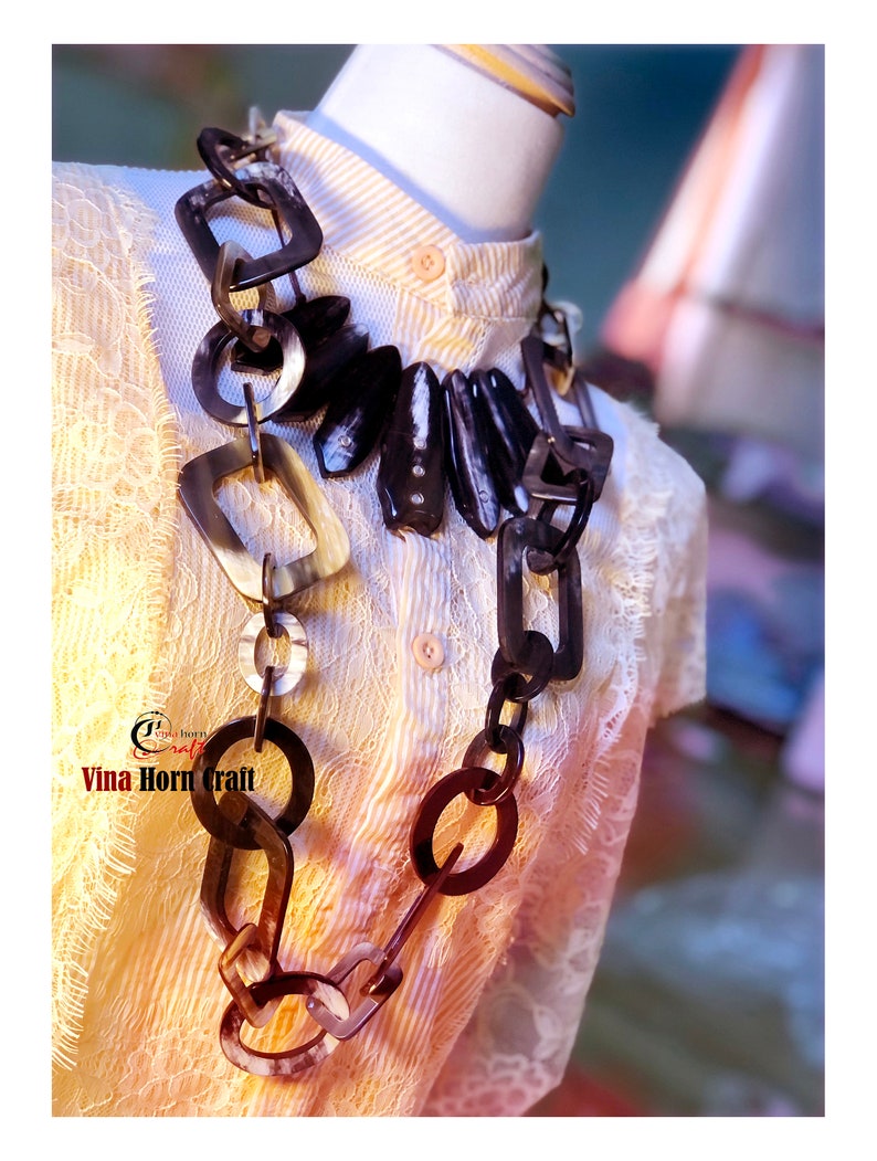 Natural Buffalo Horn Necklaces chain necklace handmade in Vietnam image 7