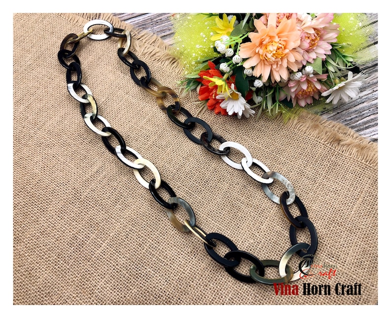 Natural Buffalo Horn Necklaces chain necklace handmade in Vietnam image 1