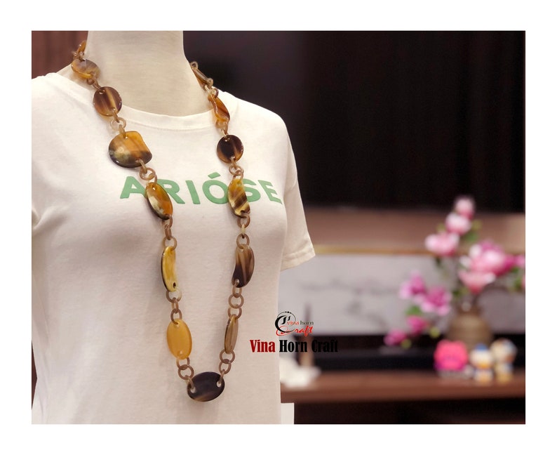 Natural Buffalo Horn Necklaces chain necklace handmade in Vietnam image 6