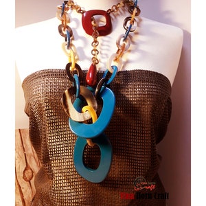 Horn jewelry chain necklace lacquer handmade in Vietnam buffalo horn jewelry image 3