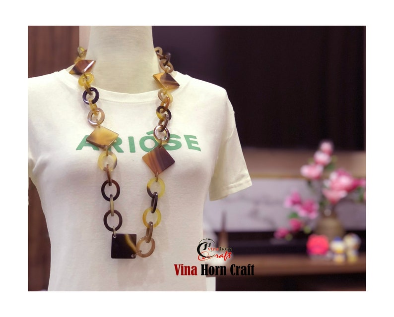 Natural Buffalo Horn Necklace chain necklace handmade in Vietnam image 2