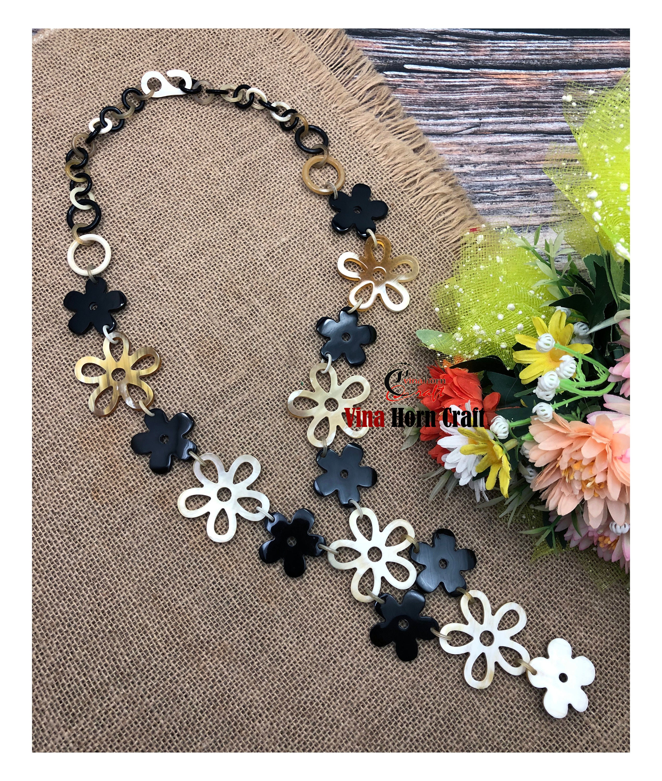 Natural Buffalo Horn Necklaces - chain necklace handmade in Vietnam- long necklace chain