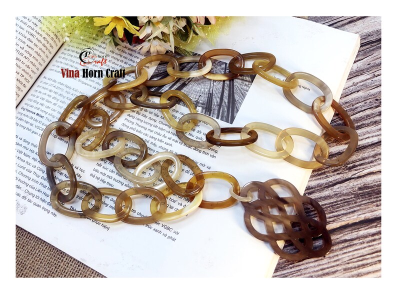 Natural Buffalo Horn Necklaces chain necklace handmade in Vietnam image 1