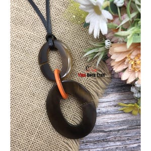 Buffalo Horn Pendants Necklace Lacquer Natural