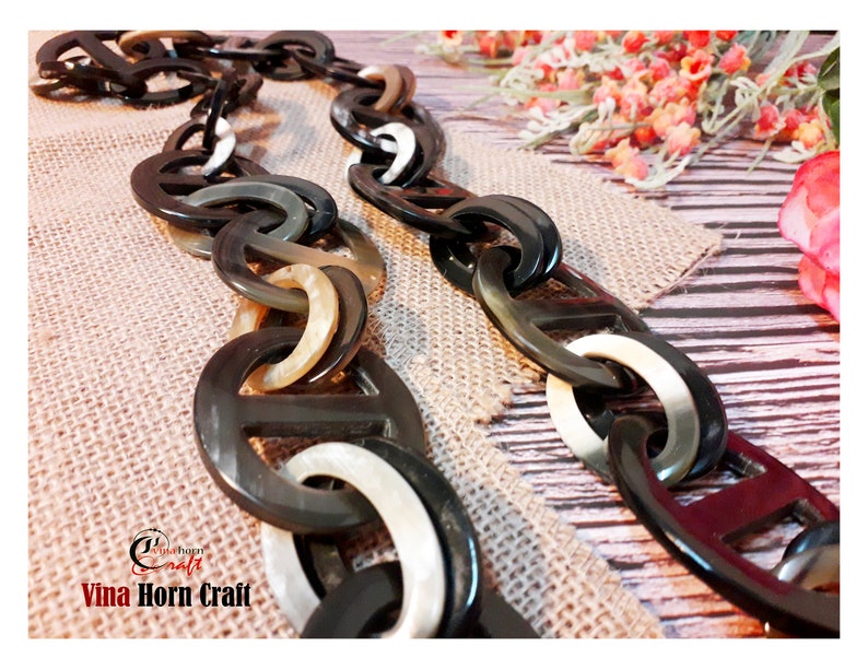 Horn jewelry chain necklace handmade in Vietnam image 9