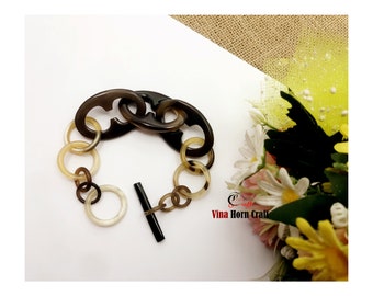 Horn bracelet - Natural Buffalo Horn Chain Bracelet - matte finish