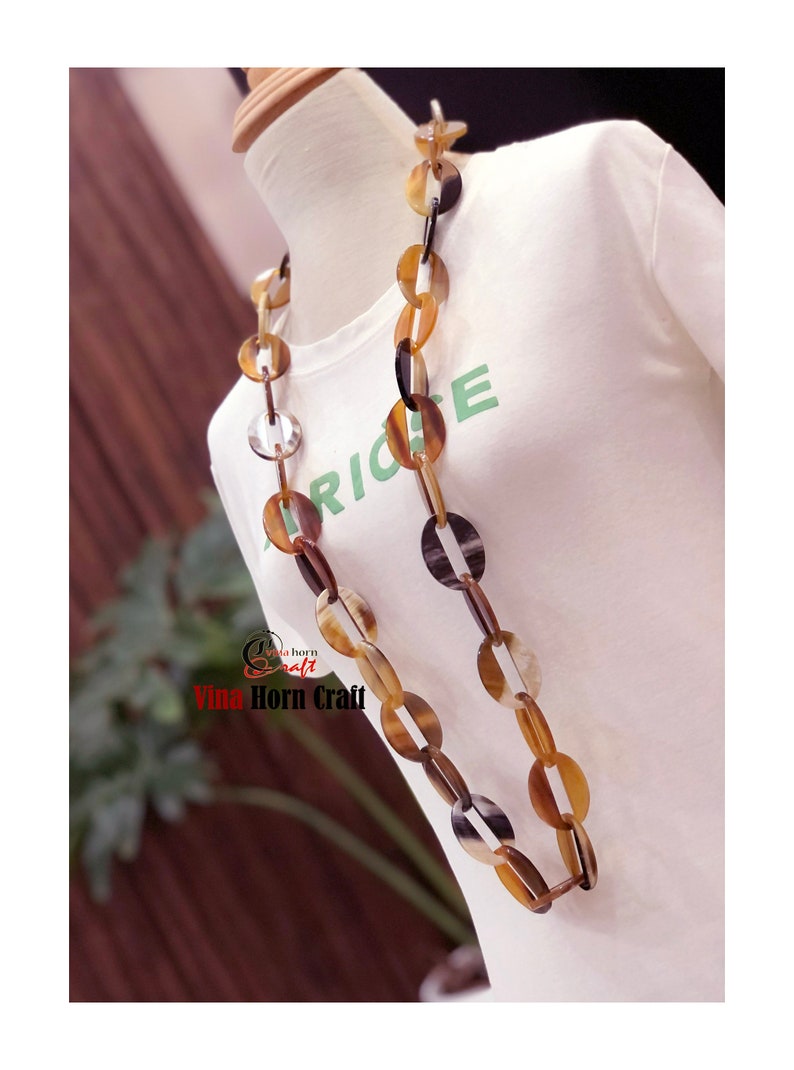 Natural Buffalo Horn Necklace chain necklace handmade in Vietnam buffalo horn jewelry VNH019 image 5