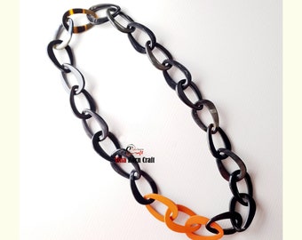 Natural buffalo horn necklace combined with lacquer - Trendy Necklace