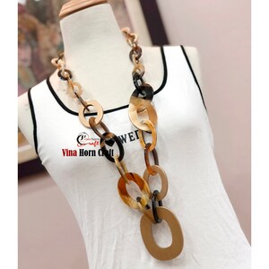 Horn jewelry chain necklace lacquer handmade in Vietnam buffalo horn jewelry image 3