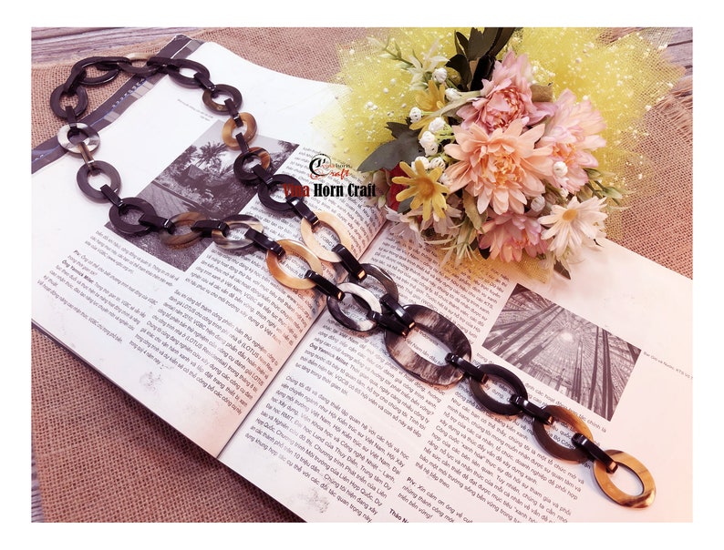 Natural Buffalo Horn Necklaces collar de cadena hecho a mano en Vietnam imagen 2