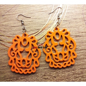 Horn earrings horn lacque earrings Orange