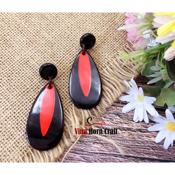 Horn earrings - horn lacque earrings