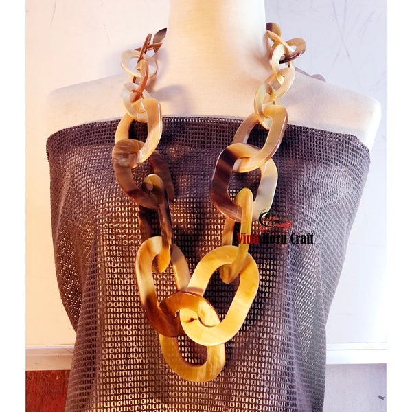 Natural Buffalo Horn Necklaces - chain necklace handmade in Vietnam- buffalo horn jewelry- VNH020