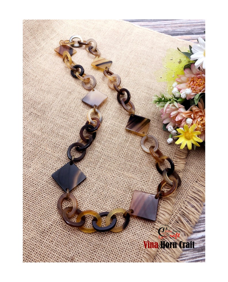 Natural Buffalo Horn Necklace chain necklace handmade in Vietnam image 5