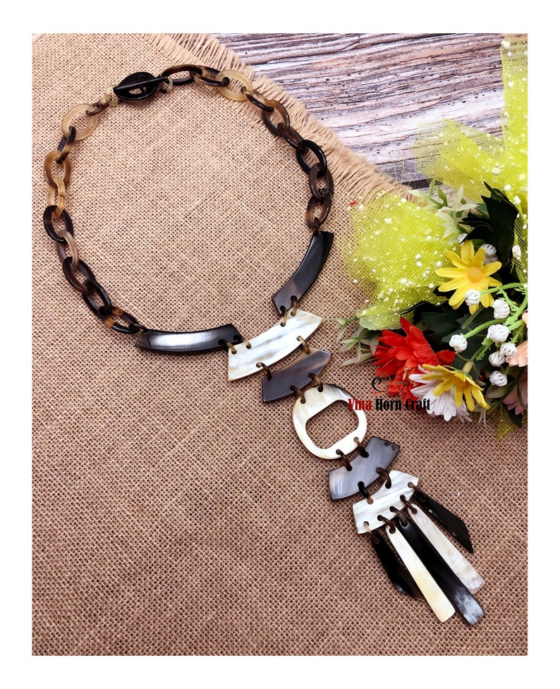 Natural Buffalo Horn Necklace chain necklace handmade in Vietnam image 2