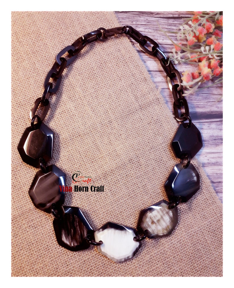 Natural Buffalo Horn Necklaces chain necklace handmade in Vietnam image 1