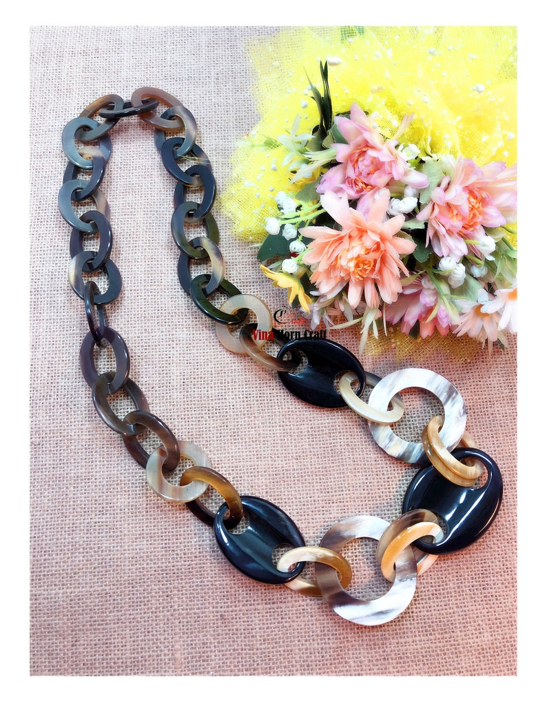 Natural Buffalo Horn Necklaces chain necklace handmade in Vietnam image 2