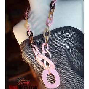 Horn jewelry chain necklace lacquer handmade in Vietnam buffalo horn jewelry image 9