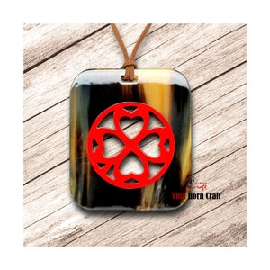 Buffalo Horn Pendants Necklace Lacquer Natural