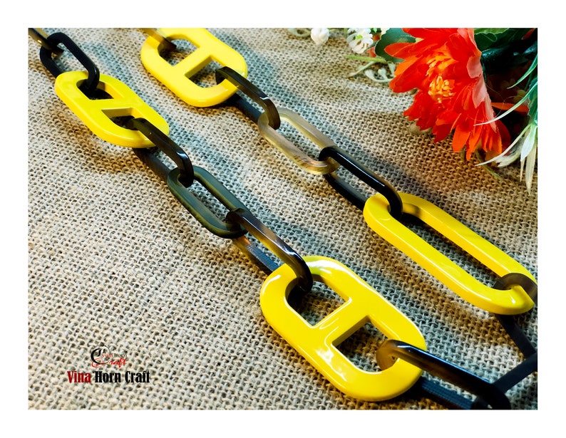 Horn jewelry chain necklace handmade in Vietnam Yellow