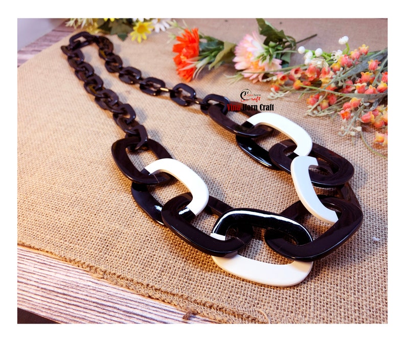 Horn jewelry chain necklace lacquer handmade in Vietnam buffalo horn jewelry image 3