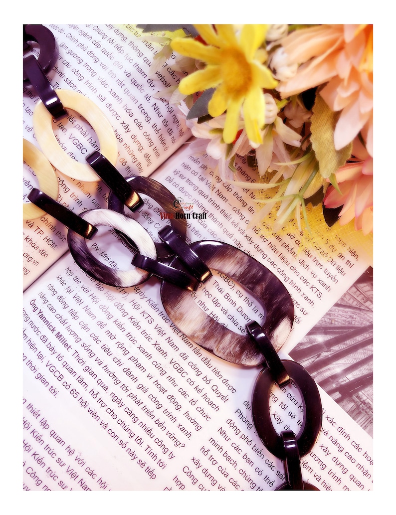 Natural Buffalo Horn Necklaces chain necklace handmade in Vietnam image 5