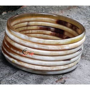 Natural Buffalo Horn Bracelet Set 7 Skinny Bangles horn jewelry Horn bracelets natural horn jewelry image 1