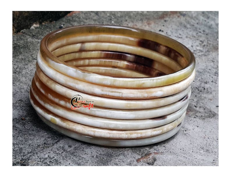 Natural Buffalo Horn Bracelet Set 7 Skinny Bangles horn jewelry Horn bracelets natural horn jewelry image 1